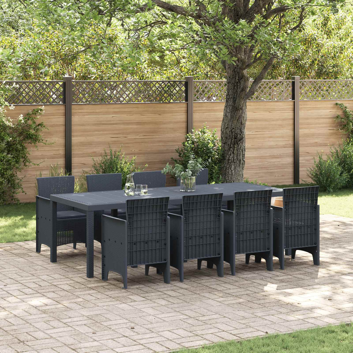 Tuin Eetset 9 pcs Antraciet Polypropyleen is nu te koop bij PeponiXL, paradijselijk wonen!