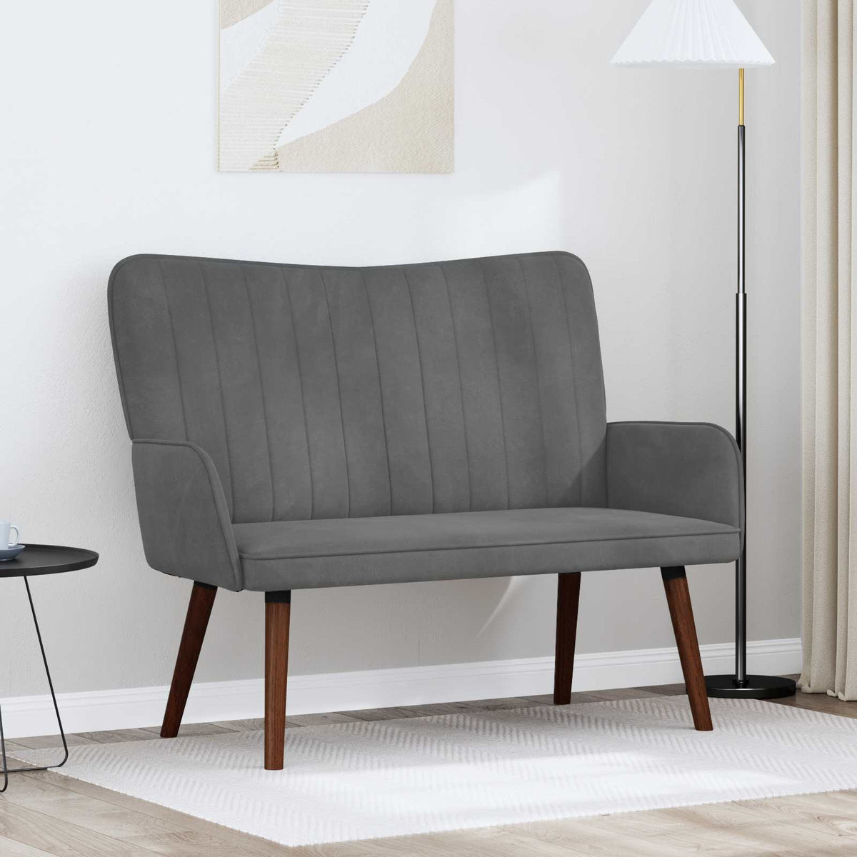 Twee Persoons Sofa Donkergrijs 115 x 61 x 87 cm Fluweel is nu te koop bij PeponiXL, paradijselijk wonen!