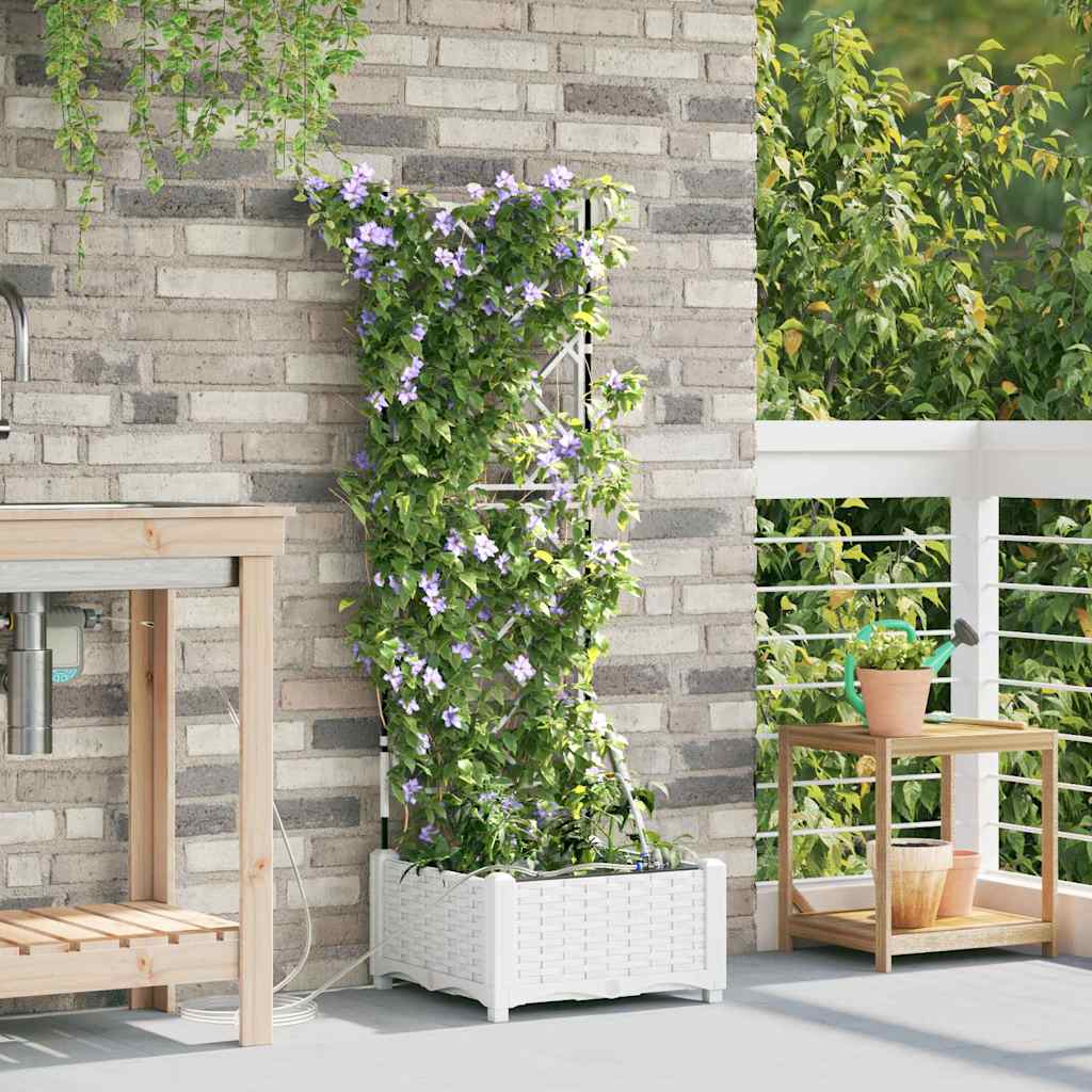 Tuin Bloempot Wit 40 x 40 x 126 cm Kunststof is nu te koop bij PeponiXL, paradijselijk wonen!