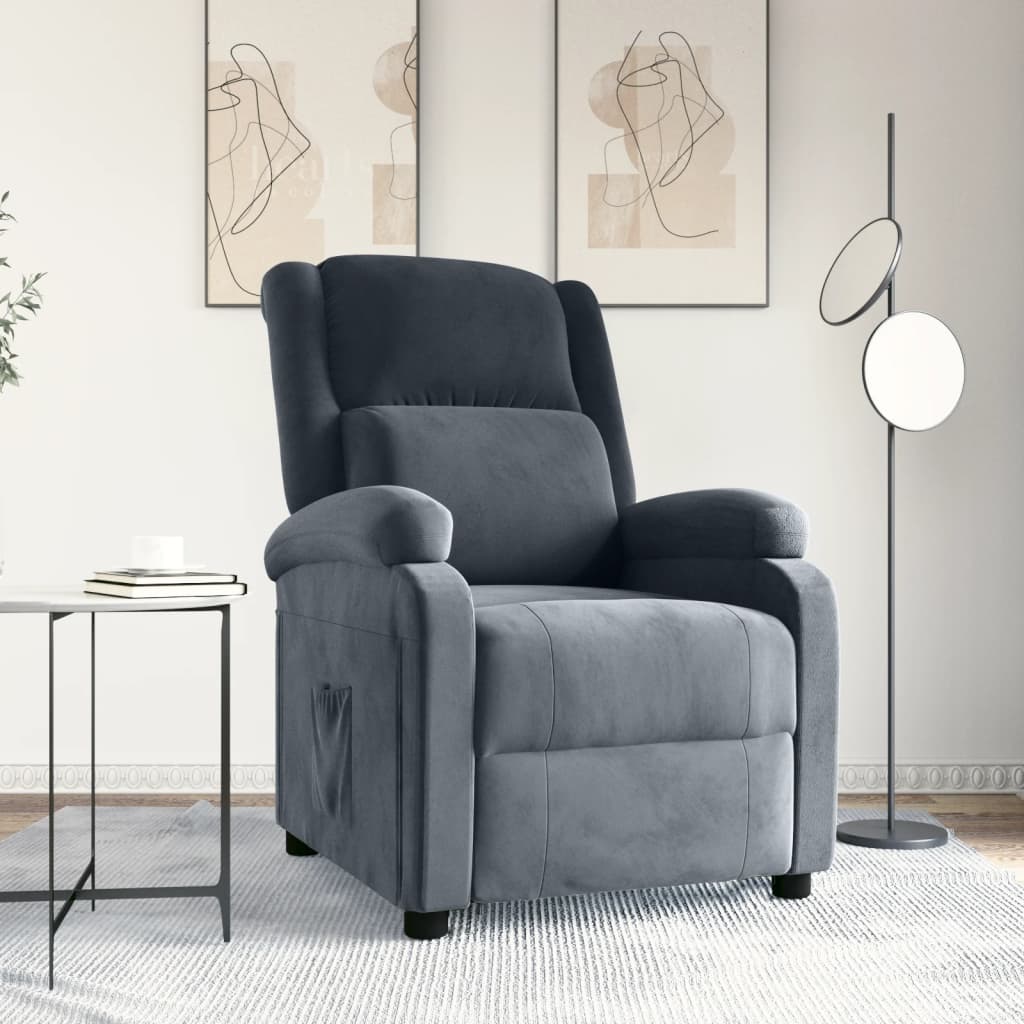 Fauteuil verstelbaar fluweel donkergrijs is nu te koop bij PeponiXL, paradijselijk wonen!