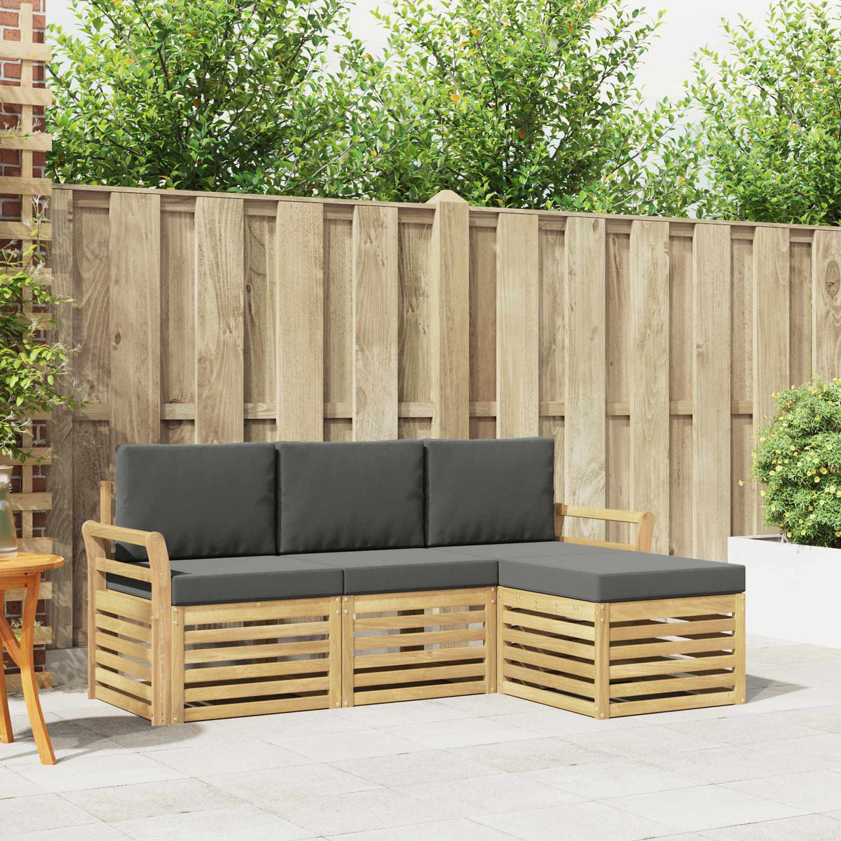 Buiten bankenset 4 pcs Wit en antracietkleurig is nu te koop bij PeponiXL, paradijselijk wonen!