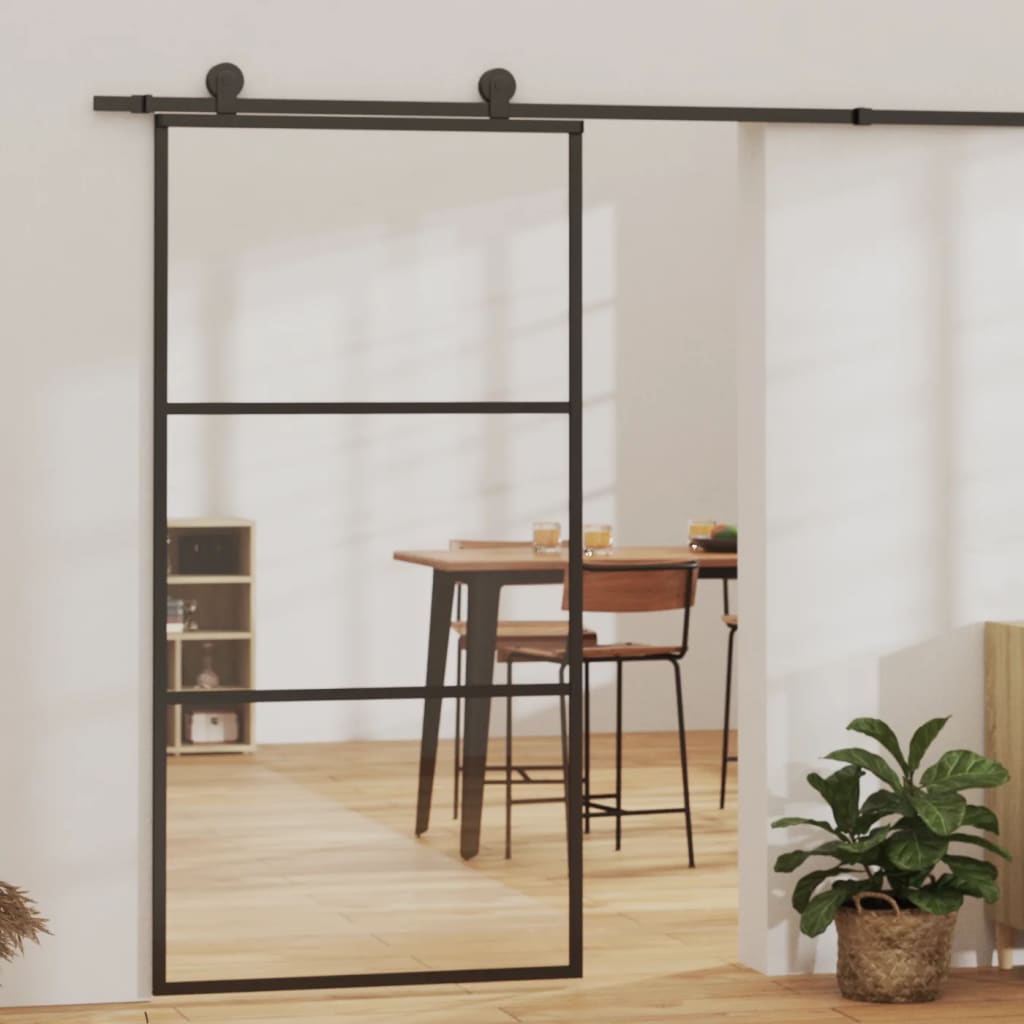 Schuifdeur met beslag 102x205 cm aluminium en ESG-glas is nu te koop bij PeponiXL, paradijselijk wonen!