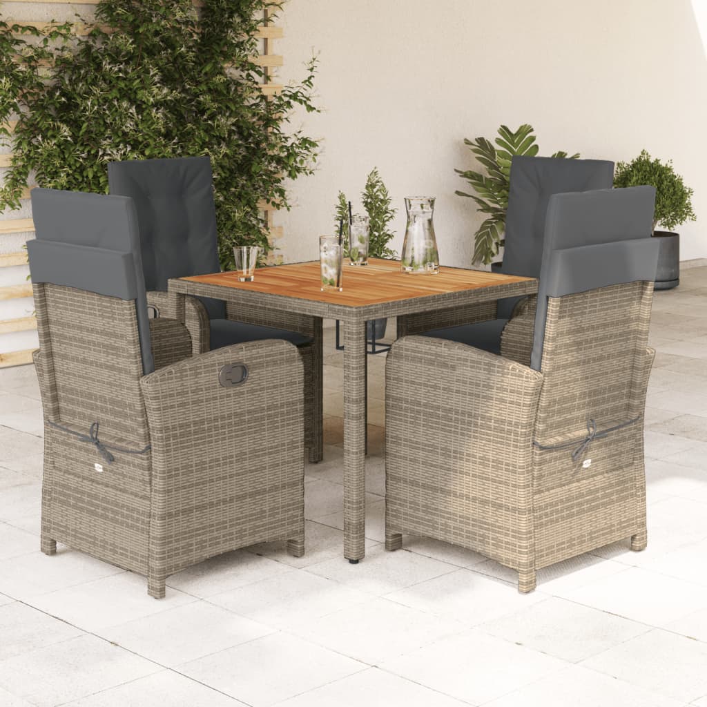 5-delige Tuinset met kussens poly rattan grijs is nu te koop bij PeponiXL, paradijselijk wonen!