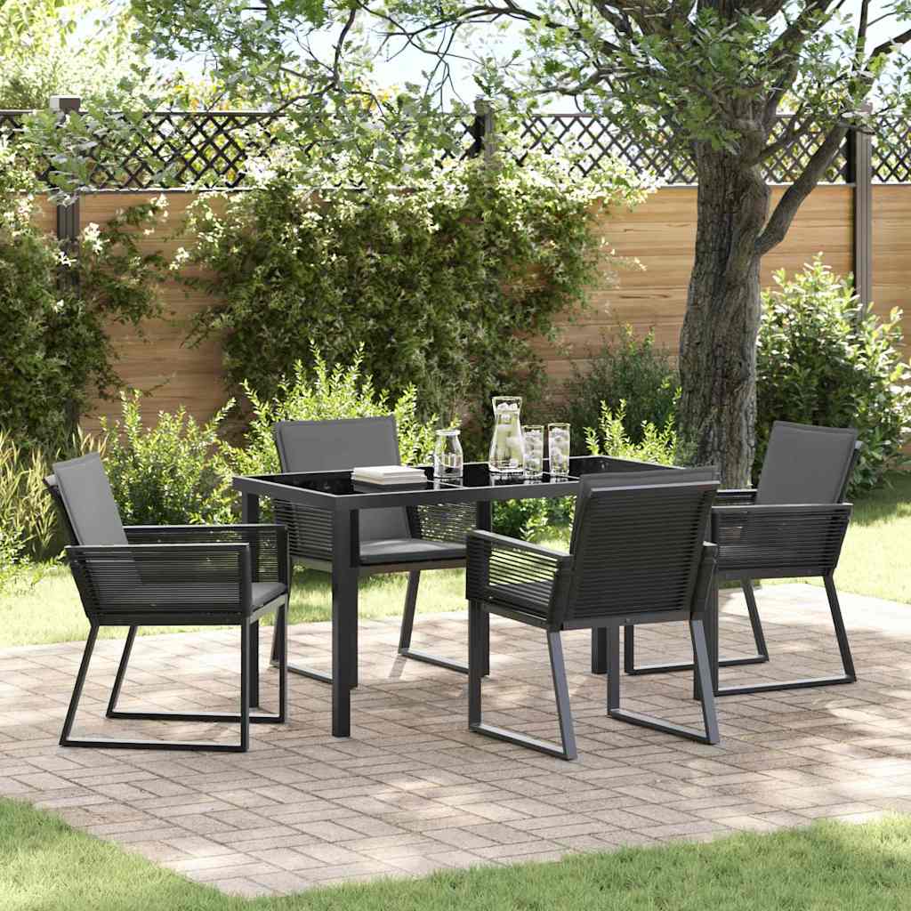 Tuin eettafelset 5 pcs Zwart Gepoedercoat staal is nu te koop bij PeponiXL, paradijselijk wonen!