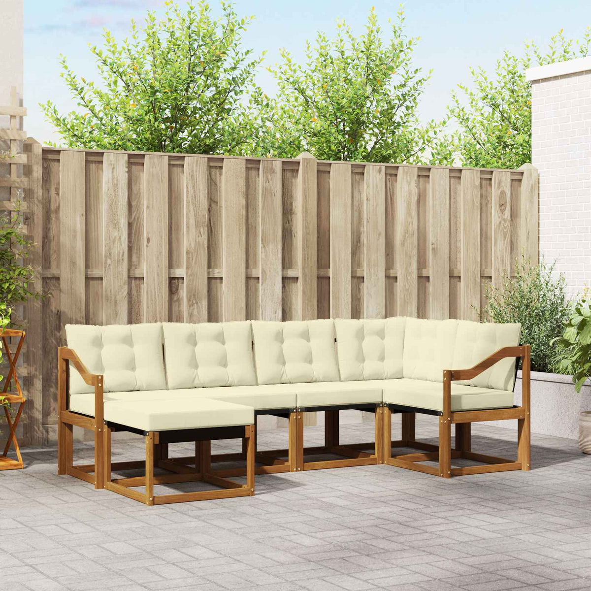 Buiten bankenset met kussen 6 pcs Natuurlijk en Crème is nu te koop bij PeponiXL, paradijselijk wonen!