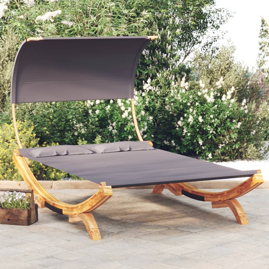 Loungebed met luifel 165x203x126 cm gebogen hout antracietkleur is nu te koop bij PeponiXL, paradijselijk wonen!