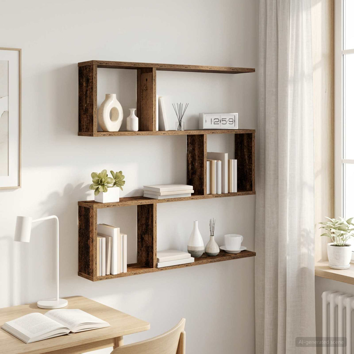Wandplank Oud hout 80 x 12 x 79,5 cm Bewerkt hout is nu te koop bij PeponiXL, paradijselijk wonen!