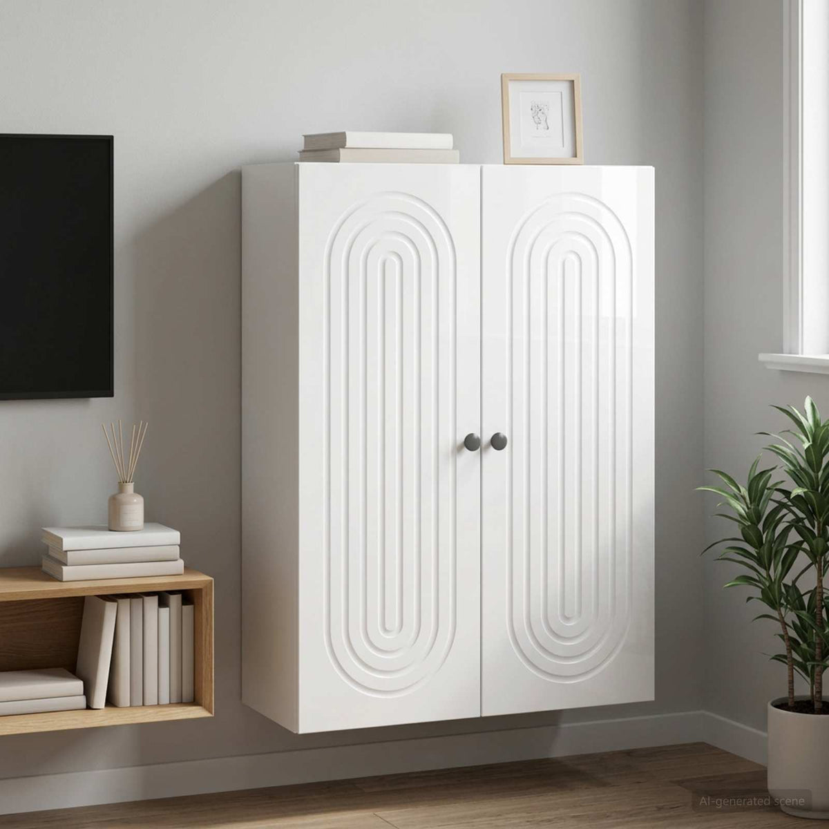 Wandkast Hoogglans Wit 66 x 34,5 x 90 cm Bewerkt hout is nu te koop bij PeponiXL, paradijselijk wonen!