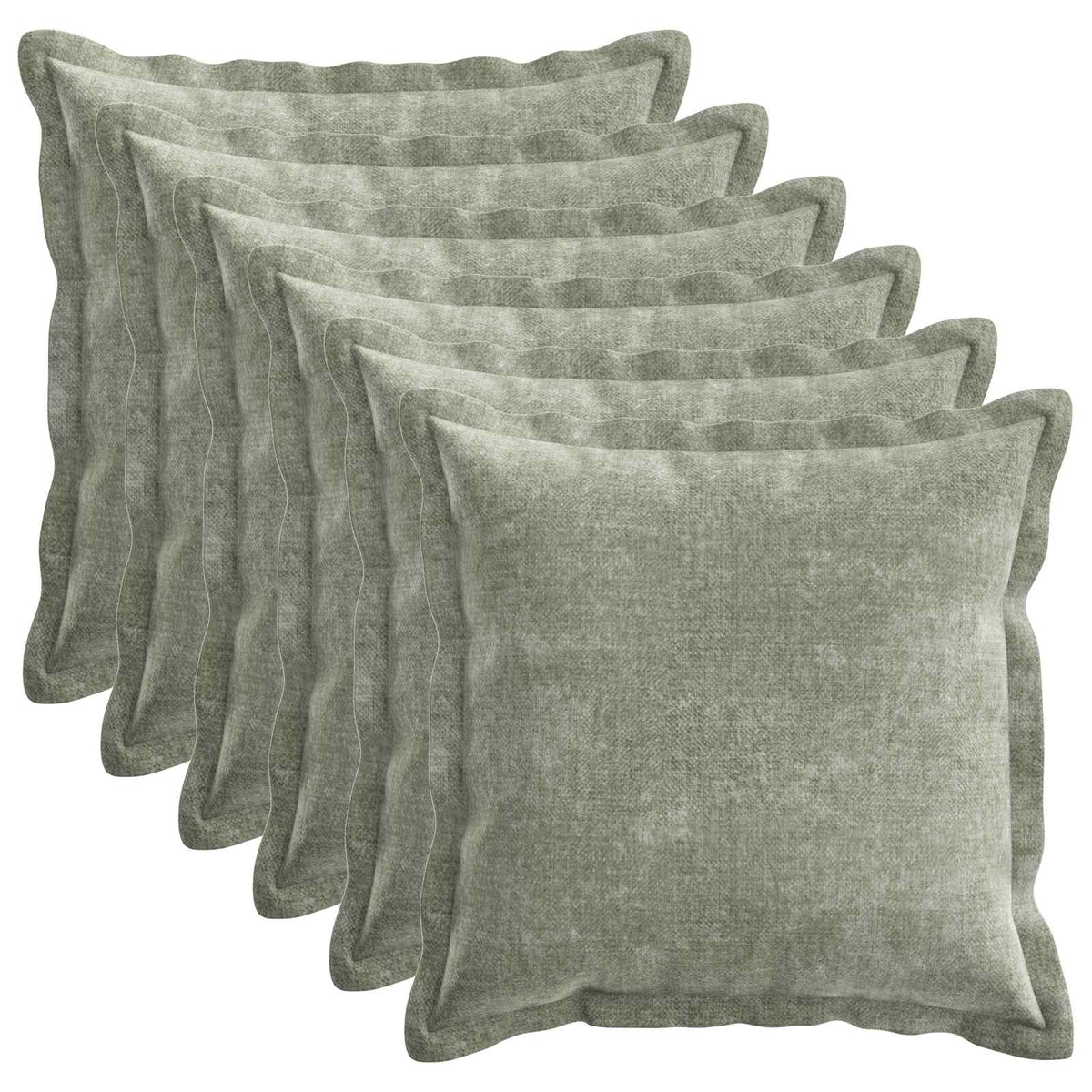 Kussensloop 6 st HOUTEN Groen 45 x 45 cm Chenille Stof is nu te koop bij PeponiXL, paradijselijk wonen!