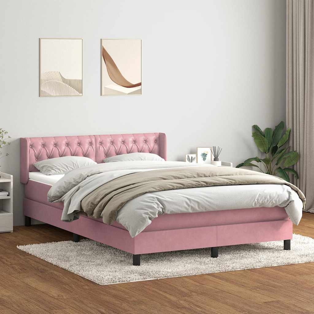 Boxspring met matras fluweel roze 160x210 cm is nu te koop bij PeponiXL, paradijselijk wonen!