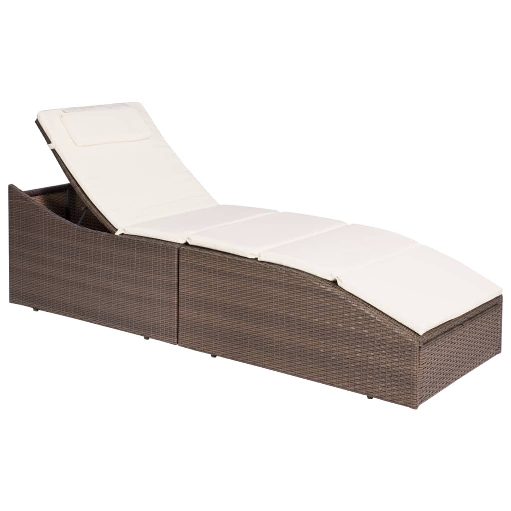 Ligbed met kussen poly rattan bruin is nu te koop bij PeponiXL, paradijselijk wonen!
