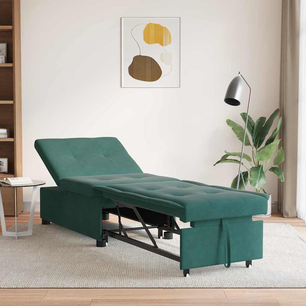 Slaapbank Donkergroen 194 x 67 x 82 cm Fluweel is nu te koop bij PeponiXL, paradijselijk wonen!