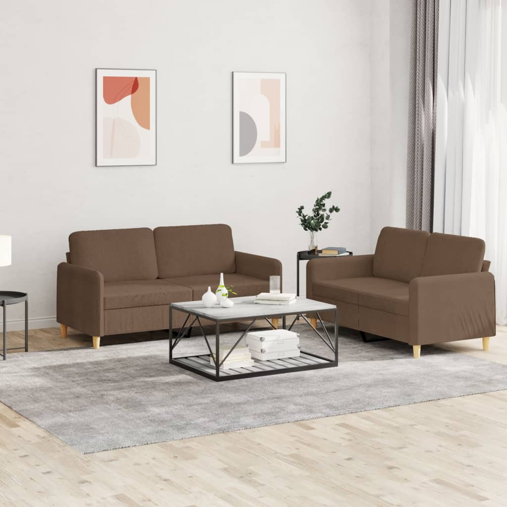 2-delige Loungeset met kussens stof bruin is nu te koop bij PeponiXL, paradijselijk wonen!