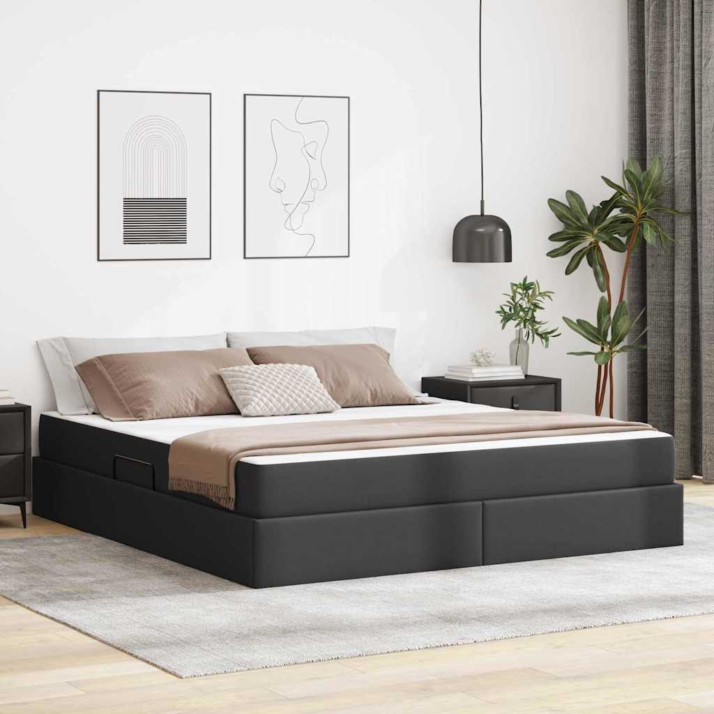 Opslag bed met matras met matras met opslag 2 pcs Zwart Leer is nu te koop bij PeponiXL, paradijselijk wonen!