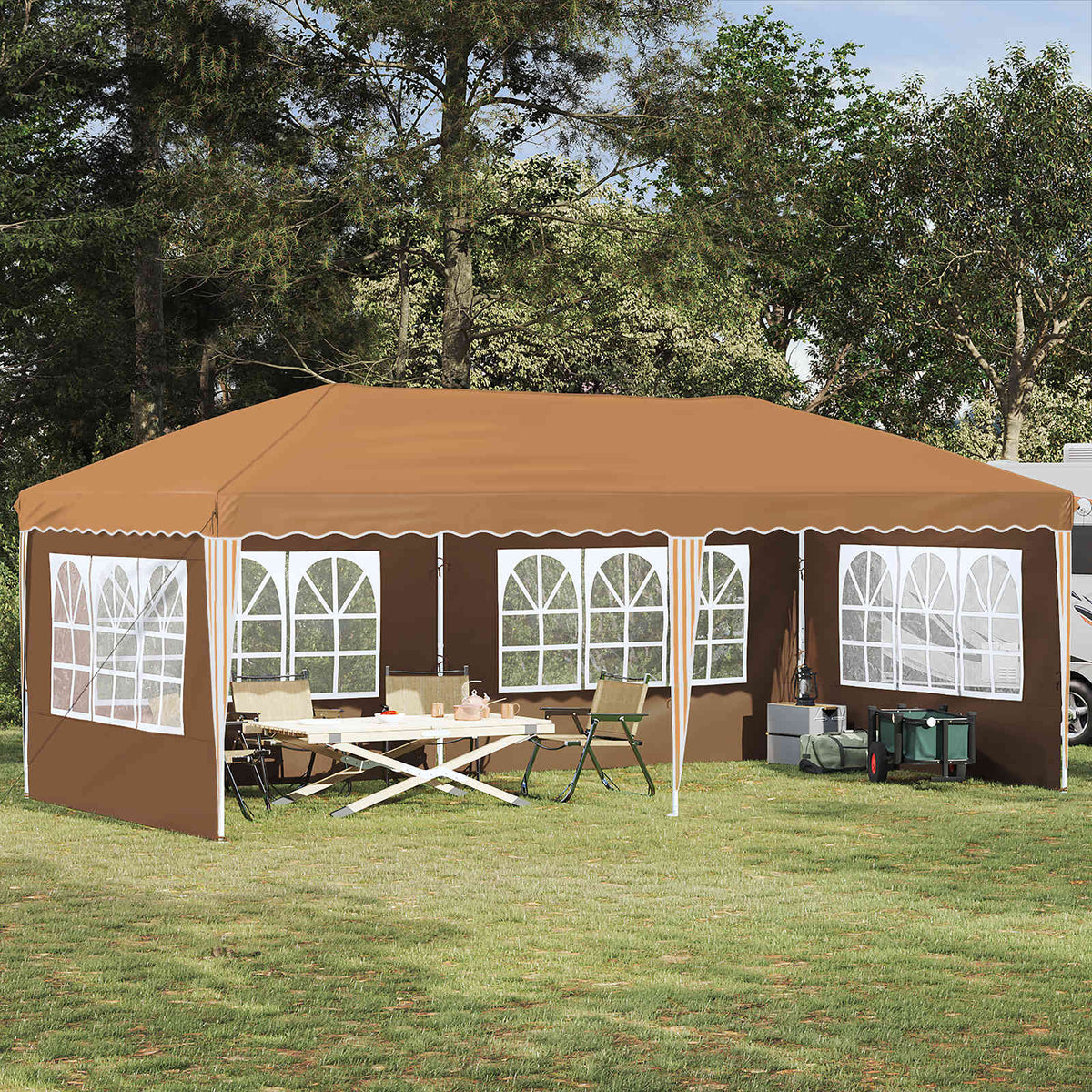 Pop-up Feesttent 575 x 289 x 245 cm Beige is nu te koop bij PeponiXL, paradijselijk wonen!