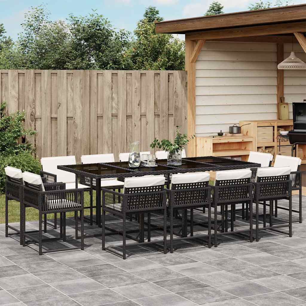 13-delige Tuinset met kussens poly rattan zwart is nu te koop bij PeponiXL, paradijselijk wonen!
