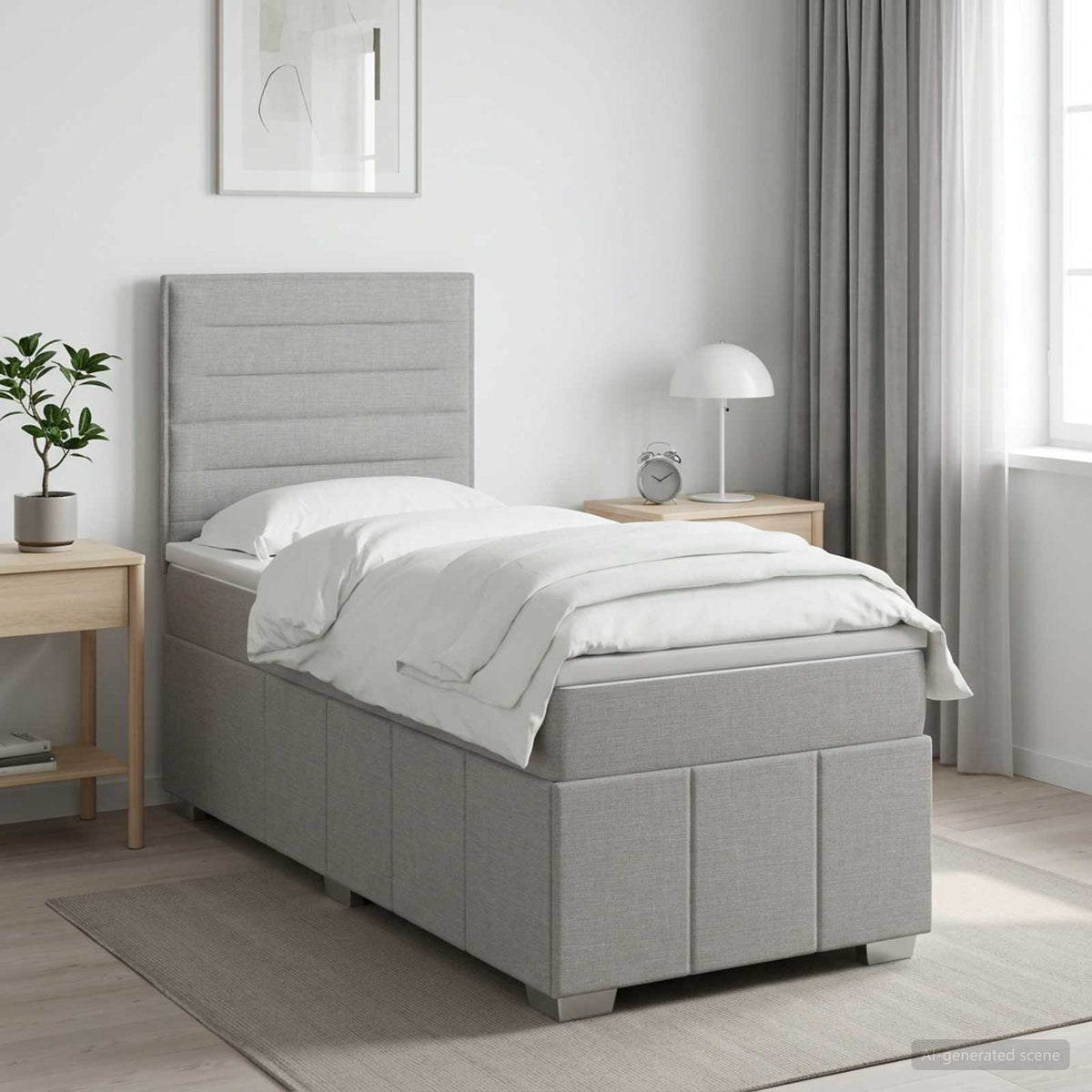 Boxspringbed met matras Lichtgrijs 80 x 200 cm Stof is nu te koop bij PeponiXL, paradijselijk wonen!