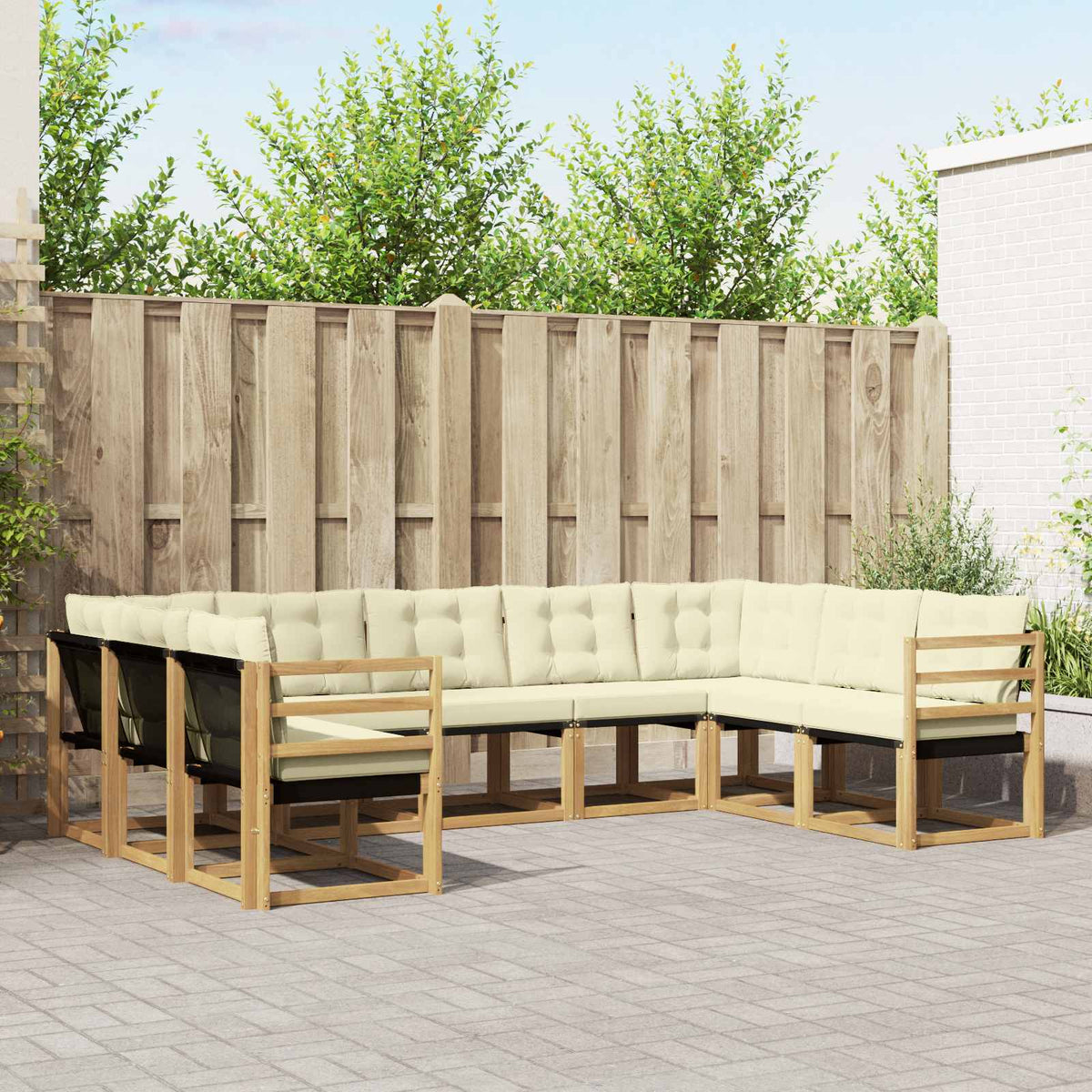 Buiten bankenset met kussen 9 pcs Wit en crèmekleurig is nu te koop bij PeponiXL, paradijselijk wonen!
