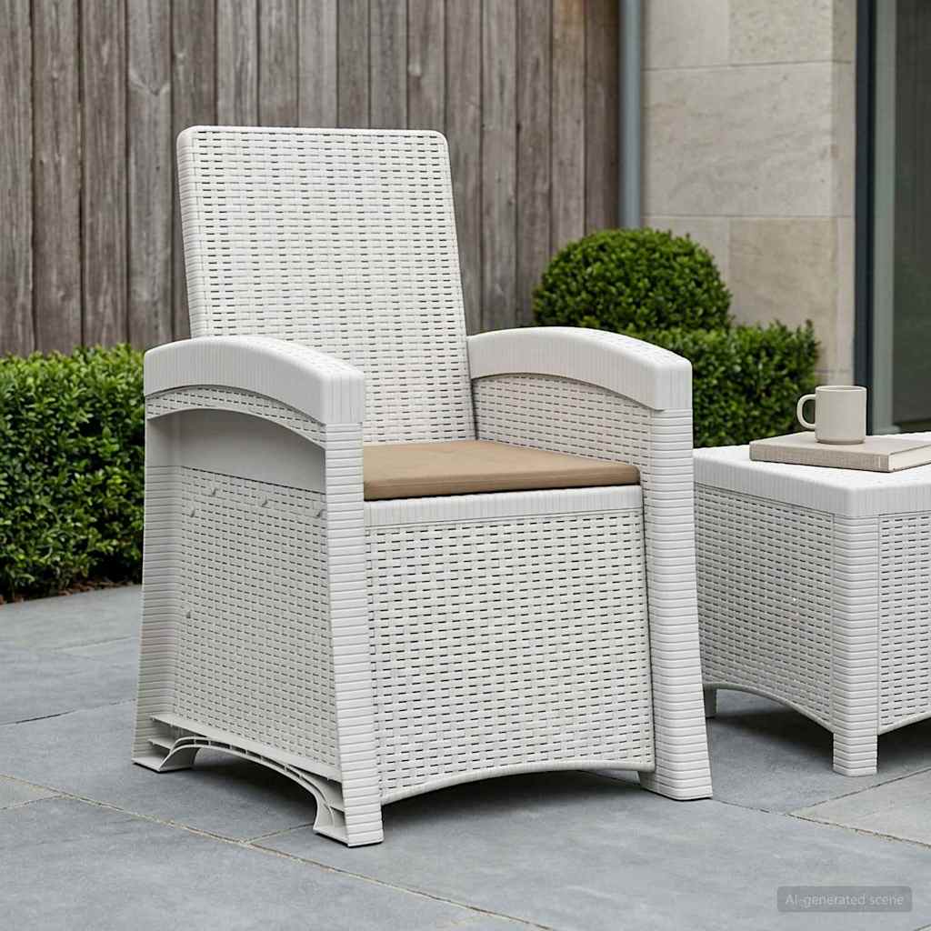 Ligstoel in rietenlook Wit en Taupe PP is nu te koop bij PeponiXL, paradijselijk wonen!