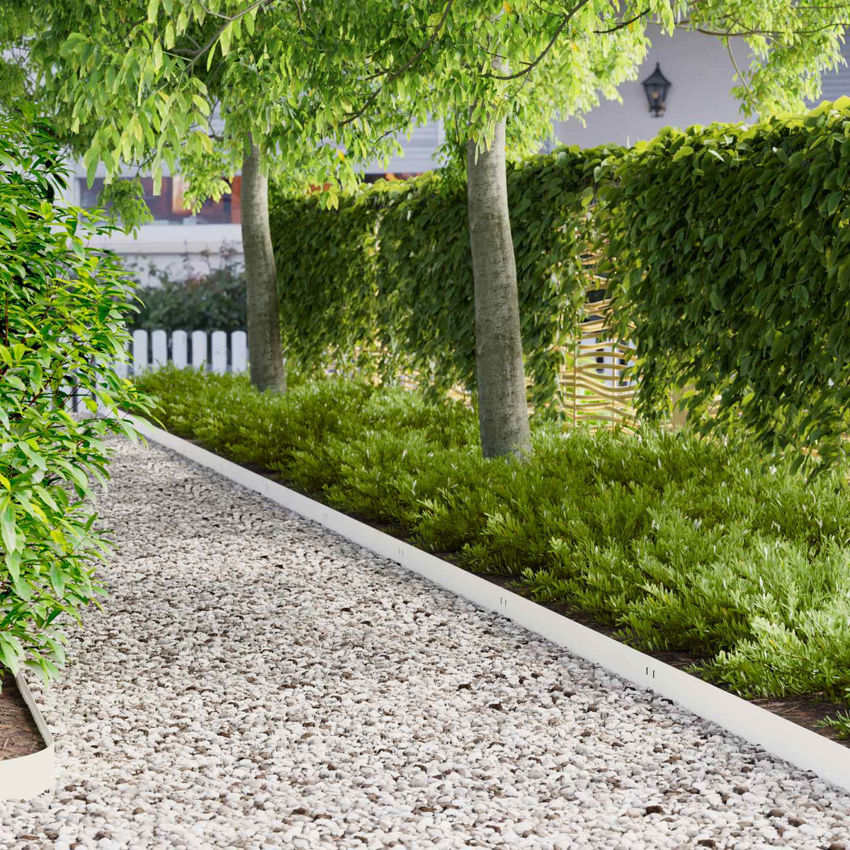 Gazonrand 20 pcs 100 x 12 cm Staal Wit is nu te koop bij PeponiXL, paradijselijk wonen!