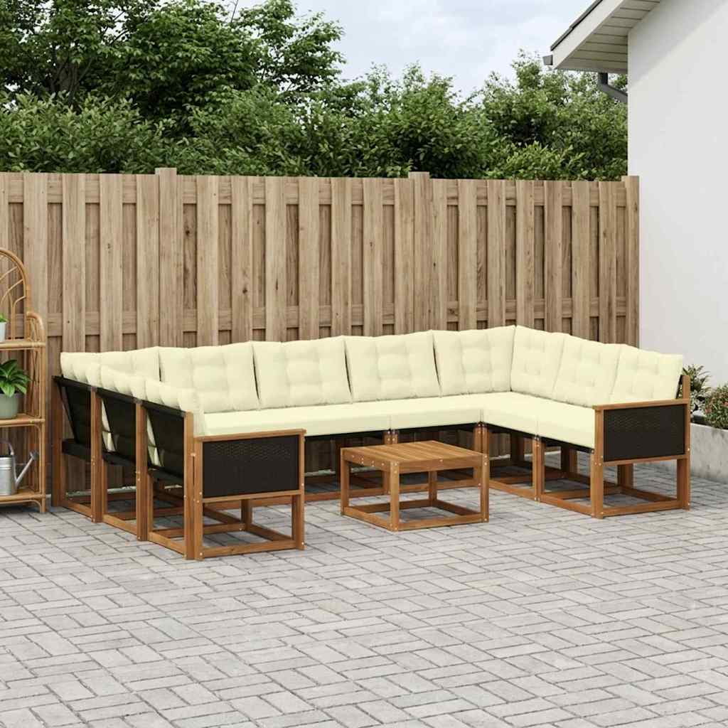 Buiten bankenset met kussen 10 pcs Natuurlijk en Crème is nu te koop bij PeponiXL, paradijselijk wonen!