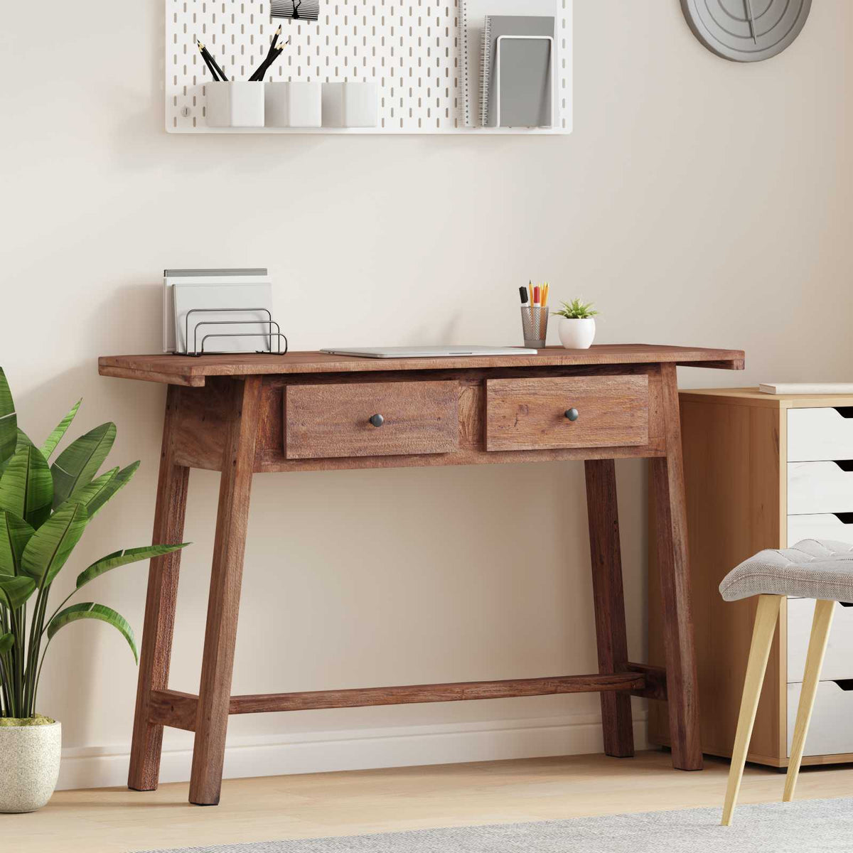 Bureau met lade Bruin 110 x 30 x 79 cm Massief Mahoniehout is nu te koop bij PeponiXL, paradijselijk wonen!