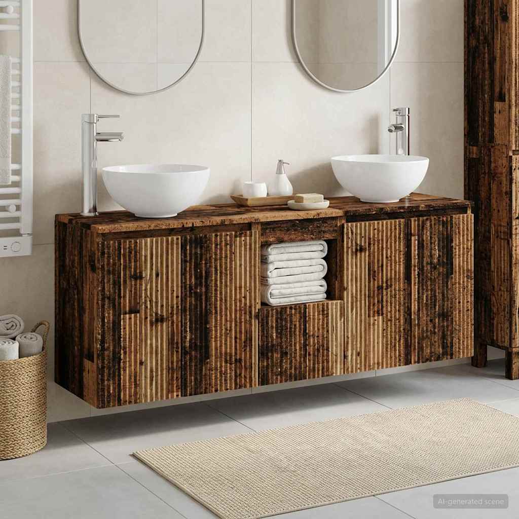 Badkamerkastenset 3 st Oud hout 49,5 x 41 x 64,5 cm is nu te koop bij PeponiXL, paradijselijk wonen!