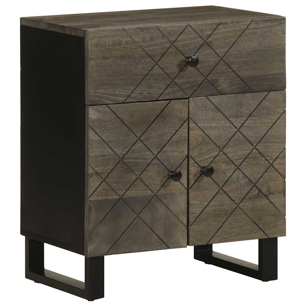 Nachtkastje 50x33x60 cm massief mangohout zwart is nu te koop bij PeponiXL, paradijselijk wonen!
