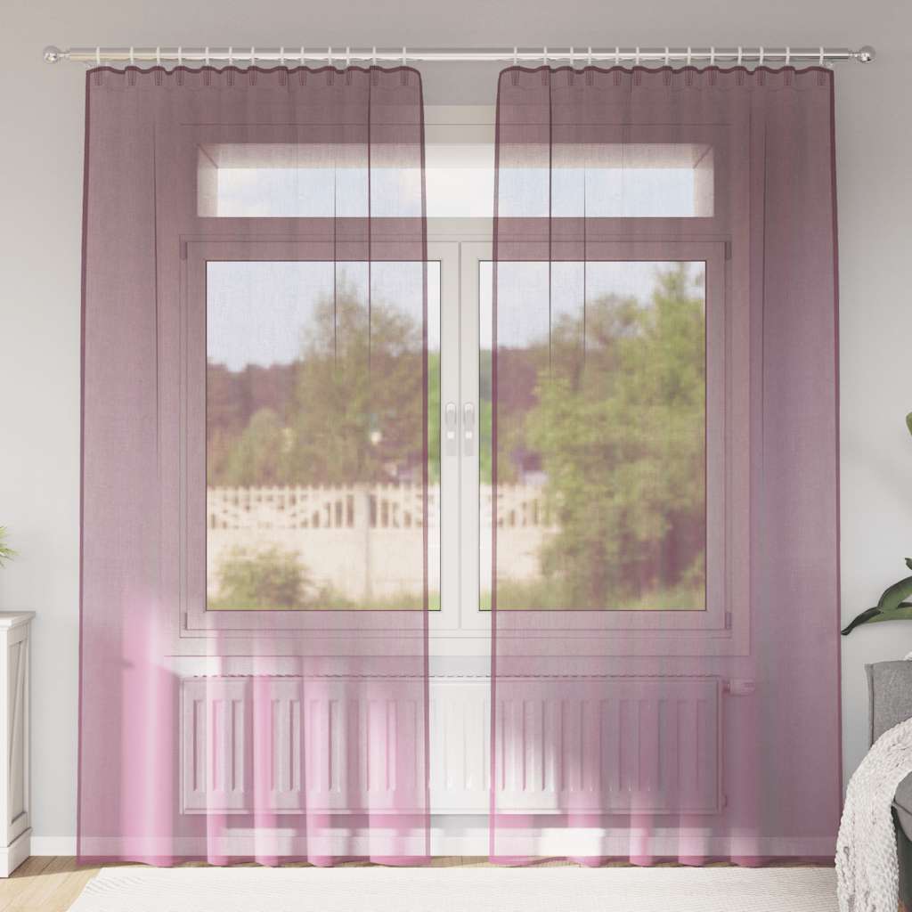 Gordijnen voile met roedezakken 2 st paars is nu te koop bij PeponiXL, paradijselijk wonen!