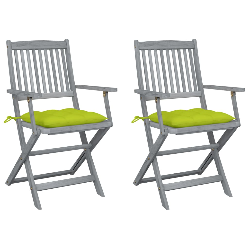 Tuinstoelen 2 st inklapbaar met kussens massief acaciahout is nu te koop bij PeponiXL, paradijselijk wonen!