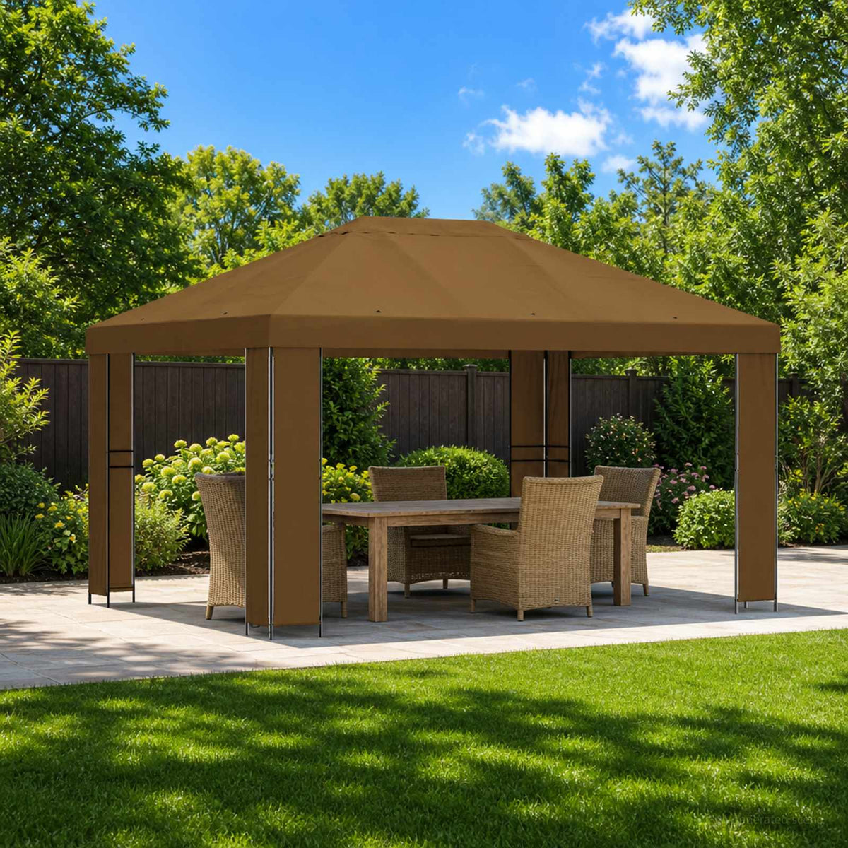 Prieel 4 × 3 m Taupe Polyester en staal 190 is nu te koop bij PeponiXL, paradijselijk wonen!