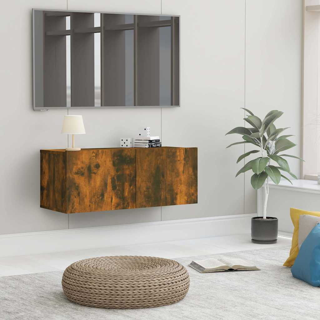 Tv-meubel 80x30x30 cm bewerkt hout gerookt eikenkleurig is nu te koop bij PeponiXL, paradijselijk wonen!