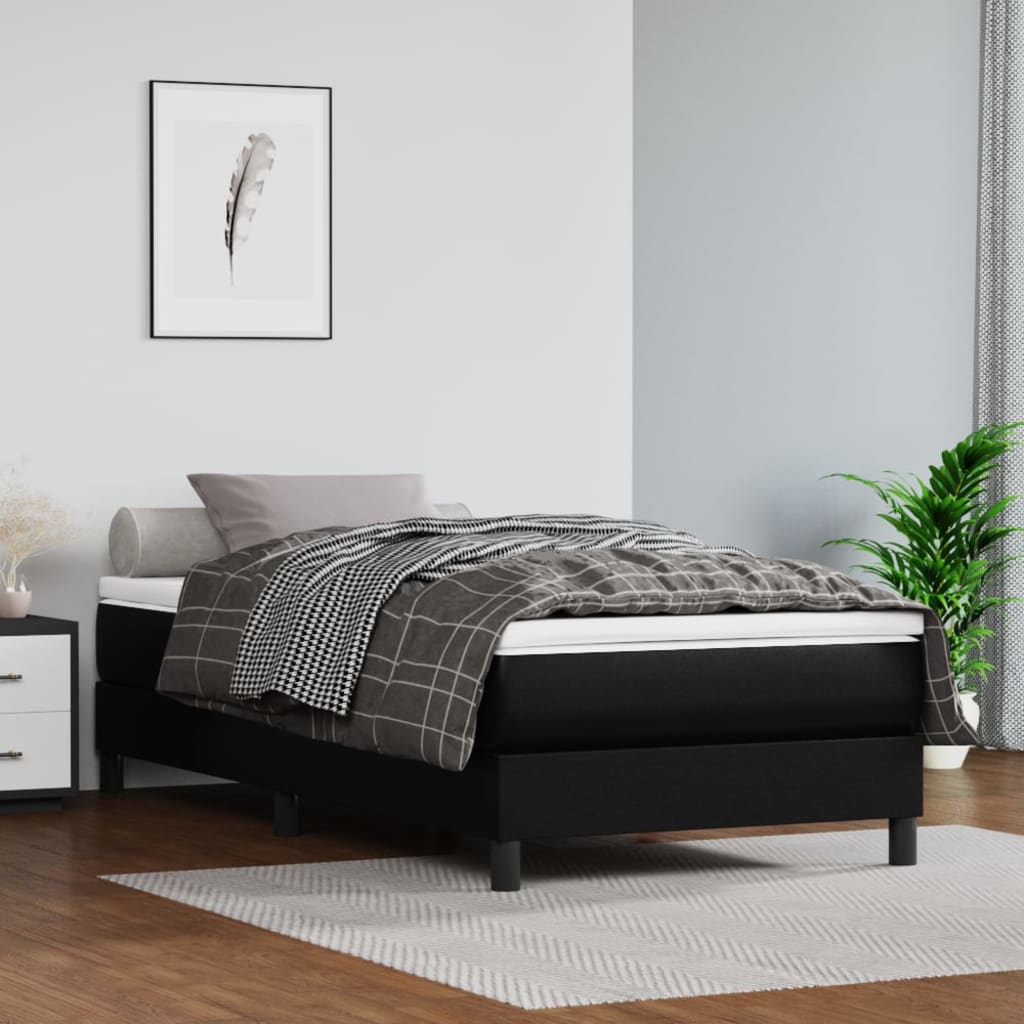 Pocketveringmatras medium 90x190x20 cm kunstleer zwart is nu te koop bij PeponiXL, paradijselijk wonen!
