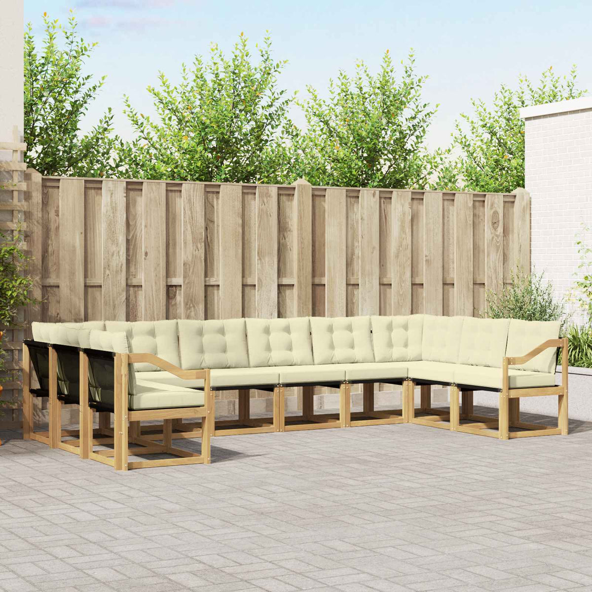 Buiten bankenset met kussen 10 pcs Wit en crèmekleurig is nu te koop bij PeponiXL, paradijselijk wonen!
