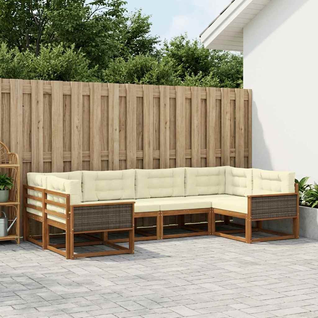 Buiten bankenset met kussen 6 pcs Natuurlijk en Crème is nu te koop bij PeponiXL, paradijselijk wonen!