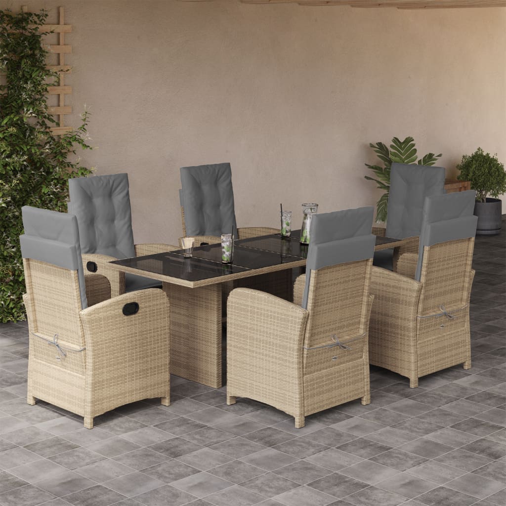 7-delige Tuinset met kussens poly rattan gemengd beige is nu te koop bij PeponiXL, paradijselijk wonen!