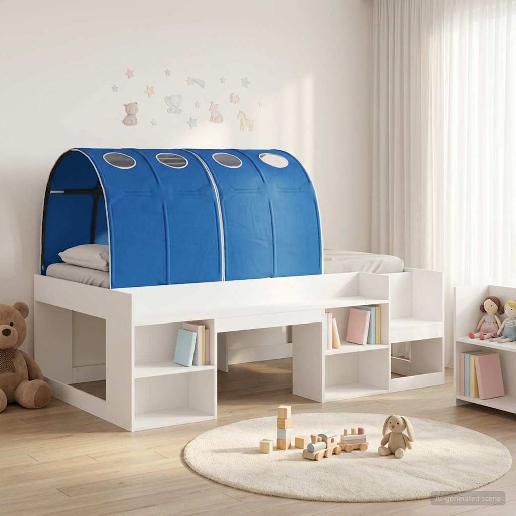 Bedframe met tunnel 3 st Wit en Blauw Geconstrueerd hout is nu te koop bij PeponiXL, paradijselijk wonen!