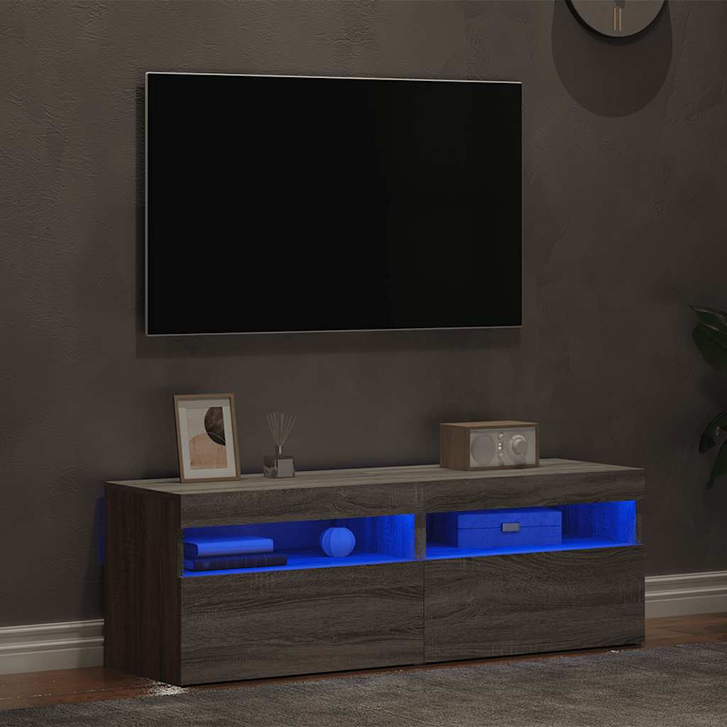 Tv-meubels 2 st met LED-verlichting 60x35x40 cm grijs sonoma is nu te koop bij PeponiXL, paradijselijk wonen!