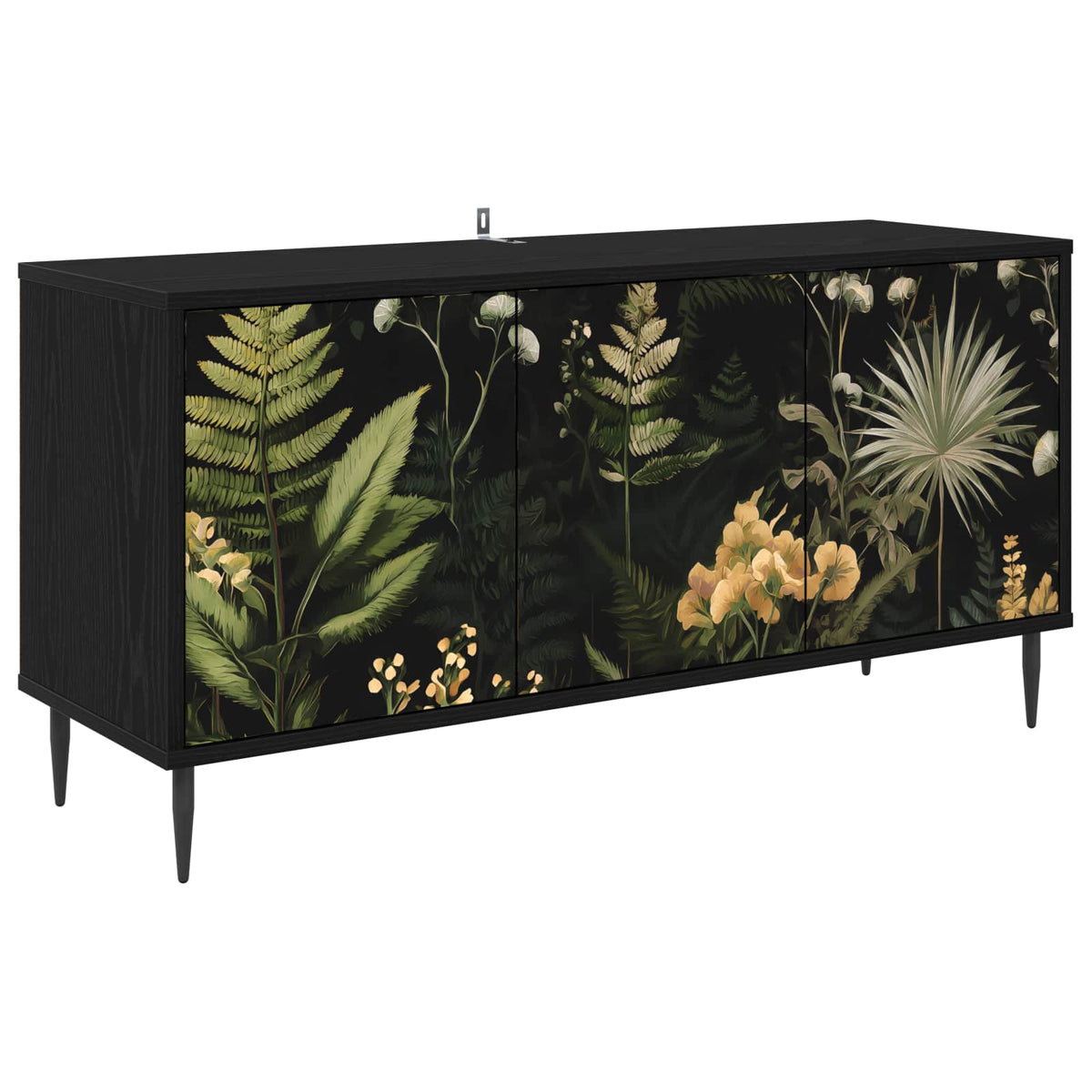 Tv-meubel RHENEN 102 x 33 x 51 cm Zwart eiken Bewerkt hout is nu te koop bij PeponiXL, paradijselijk wonen!