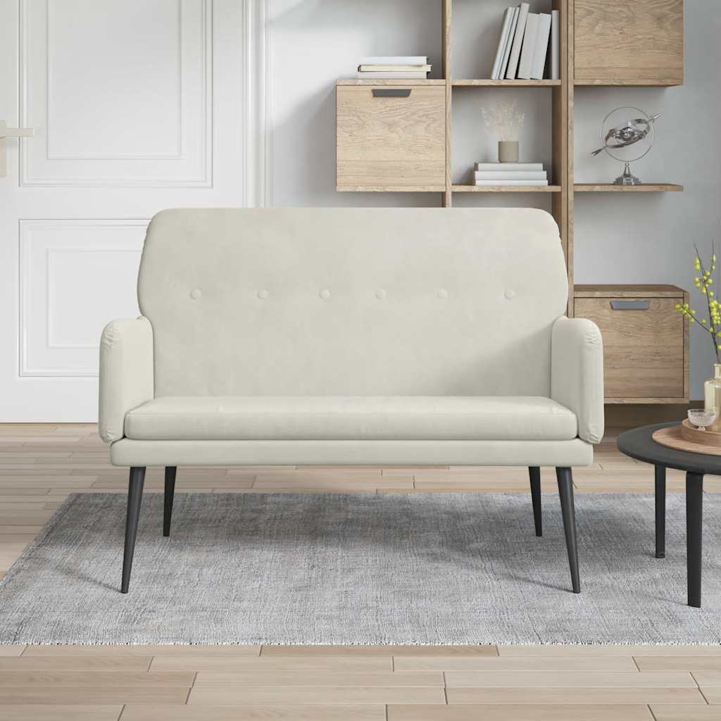 Bankje 108x79x79 cm fluweel crèmekleurig is nu te koop bij PeponiXL, paradijselijk wonen!