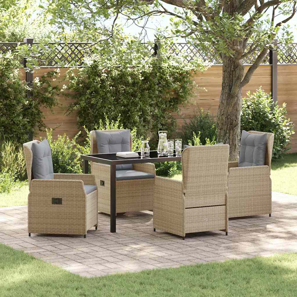 Tuin eettafelset 5 pcs Beige en Licht Grijs poly rattan is nu te koop bij PeponiXL, paradijselijk wonen!
