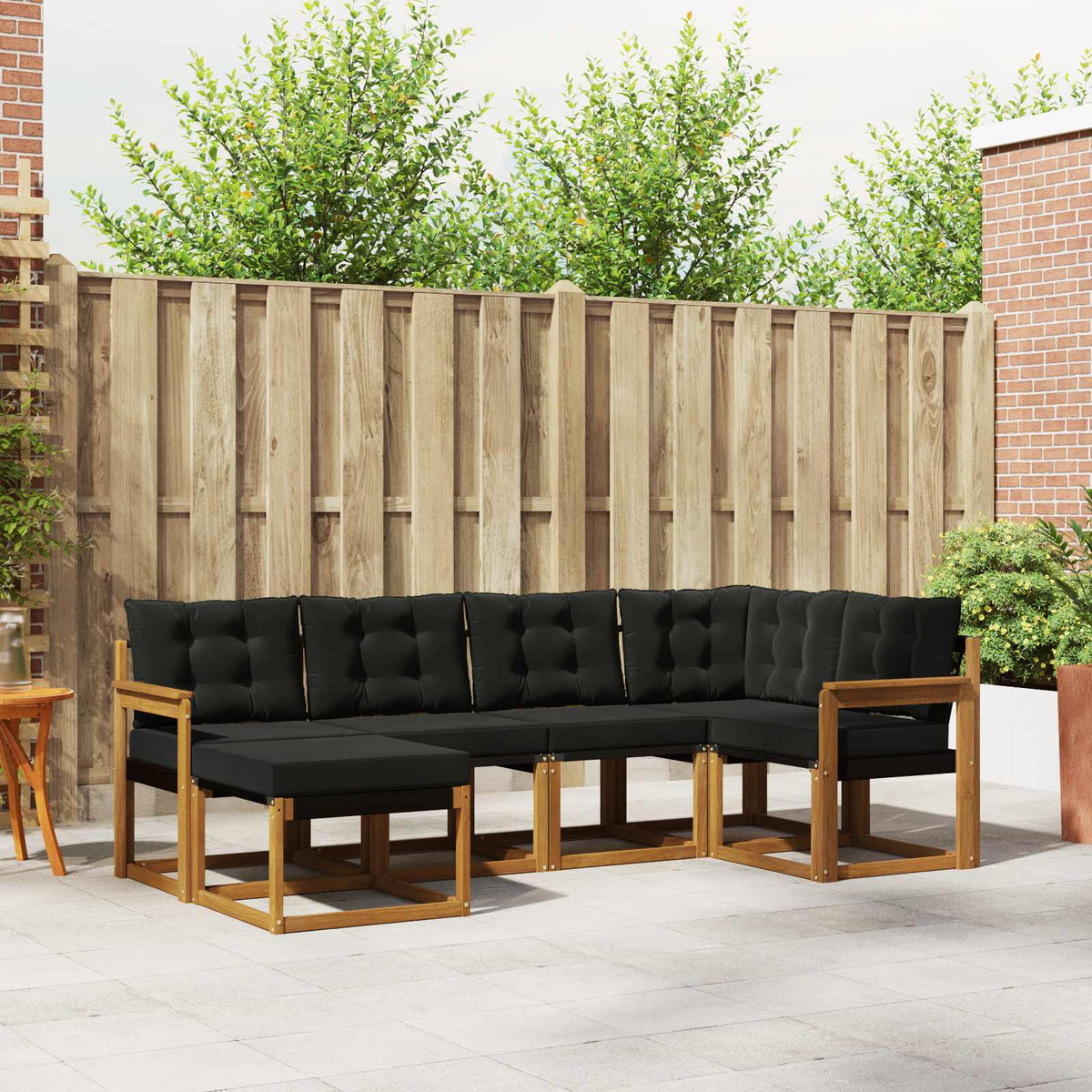 Buiten bankenset met kussen 6 pcs Natuurlijk en Zwart is nu te koop bij PeponiXL, paradijselijk wonen!