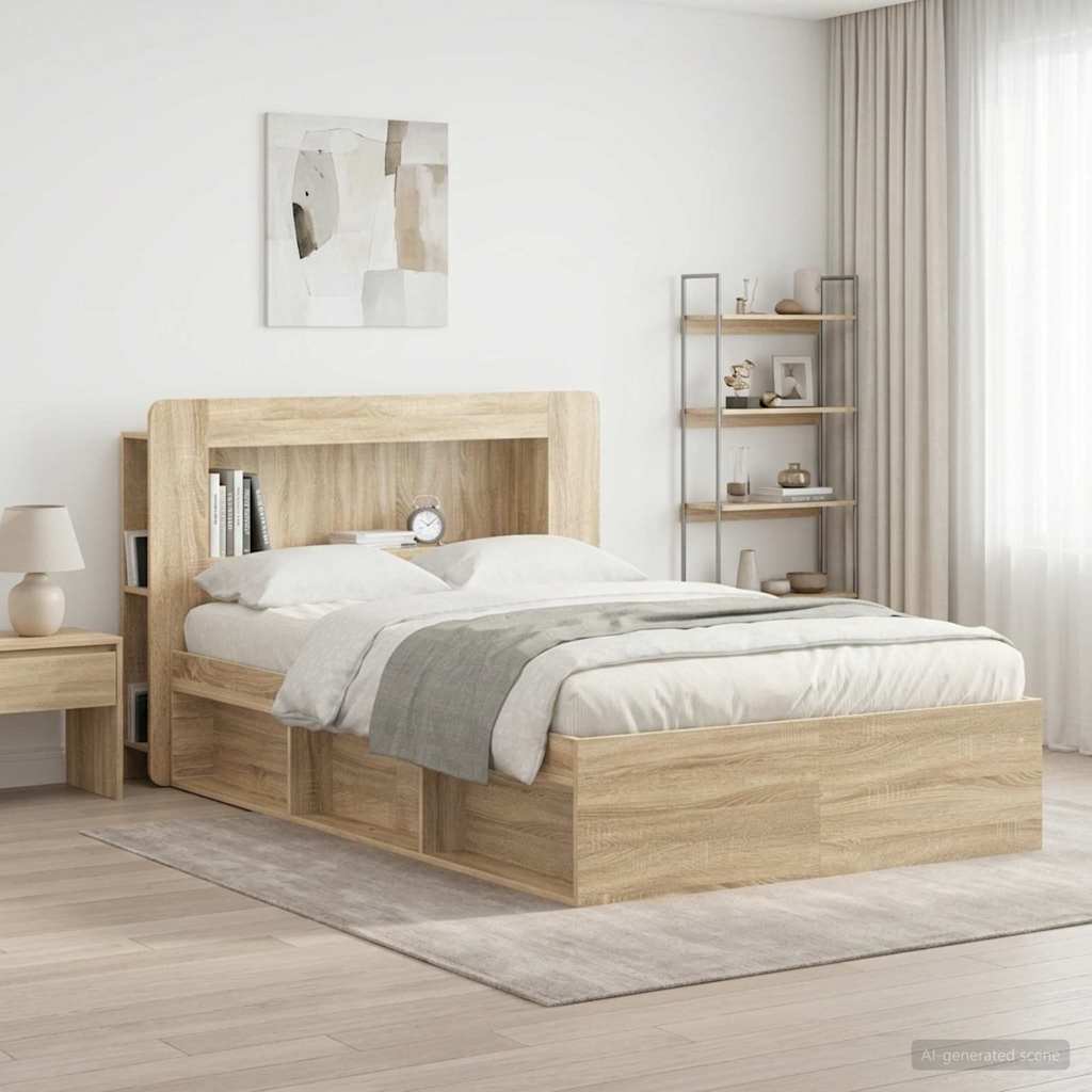 Hoofdbordkast met opslag Sonoma Eiken Geconstrueerd hout is nu te koop bij PeponiXL, paradijselijk wonen!