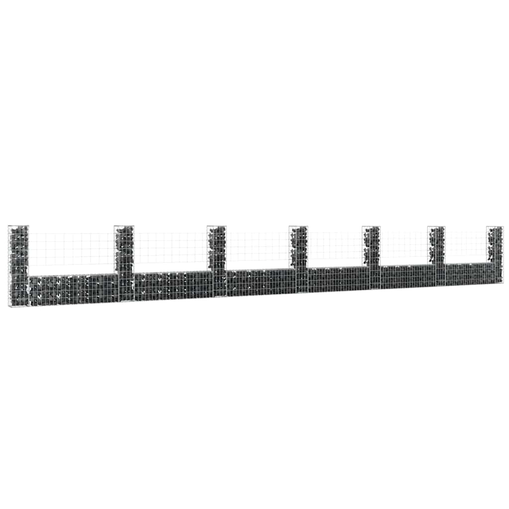 Schanskorf U-vormig met 7 palen 740x20x100 cm ijzer is nu te koop bij PeponiXL, paradijselijk wonen!