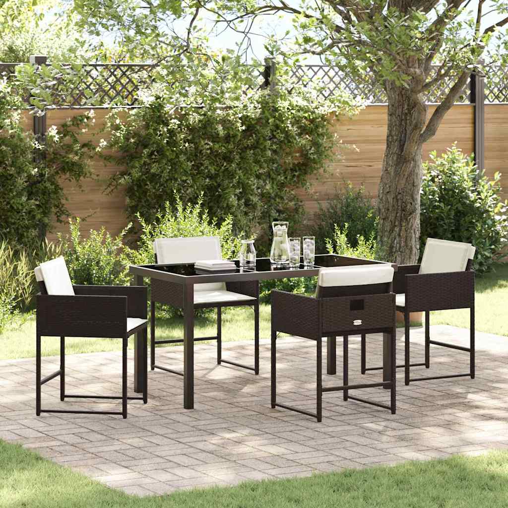 Tuin eettafelset 5 pcs Bruin poly rattan is nu te koop bij PeponiXL, paradijselijk wonen!