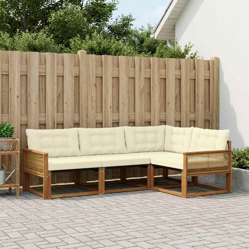 Buiten bankenset met kussen 4 pcs Natuurlijk en Crème is nu te koop bij PeponiXL, paradijselijk wonen!