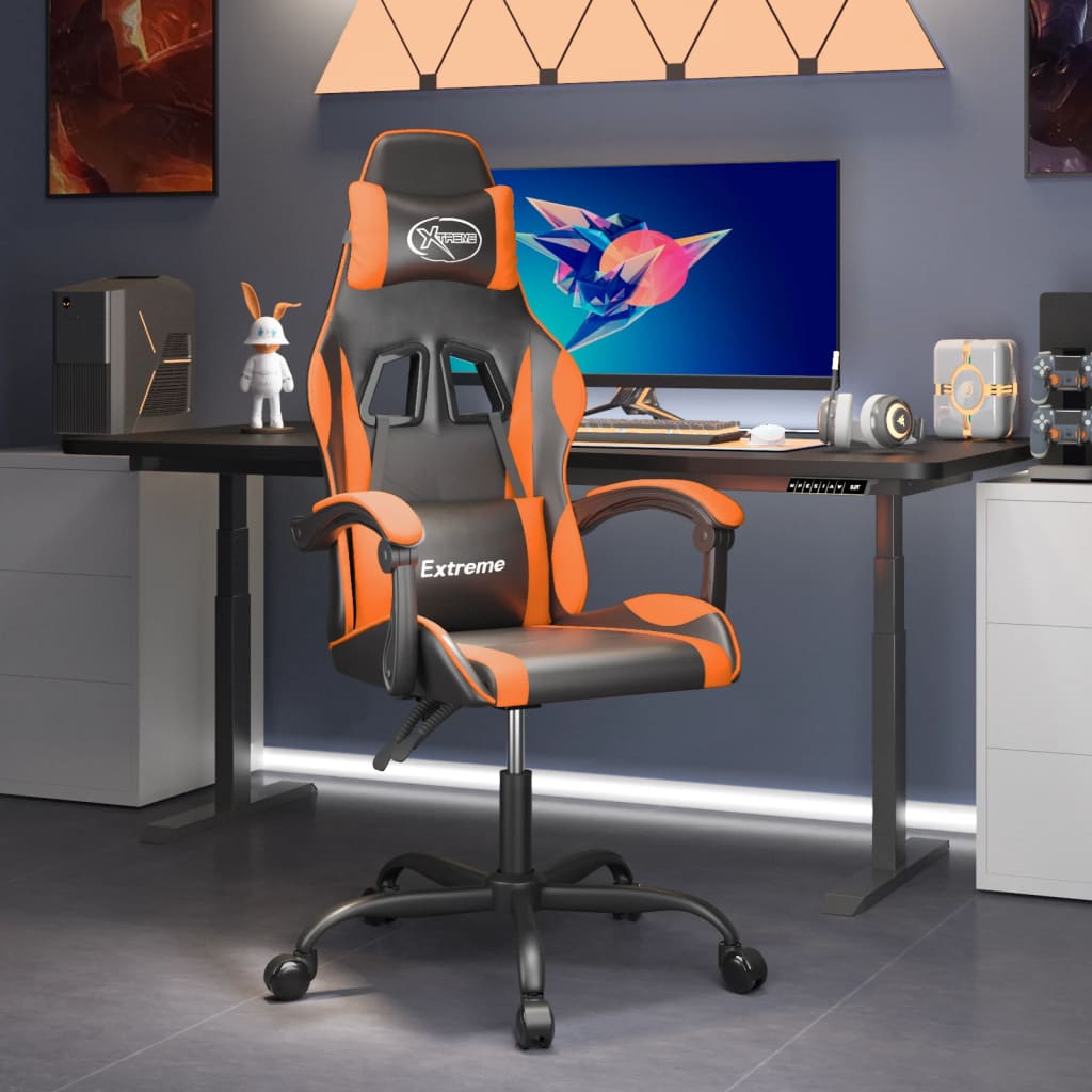 Gamestoel kunstleer zwart en oranje is nu te koop bij PeponiXL, paradijselijk wonen!