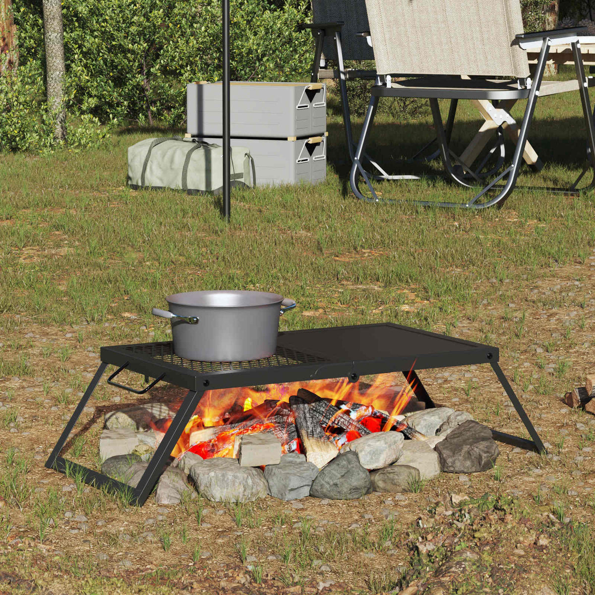 Opvouwbare Camping Grill Zwart 31,5 x 26,5 x 4 cm is nu te koop bij PeponiXL, paradijselijk wonen!