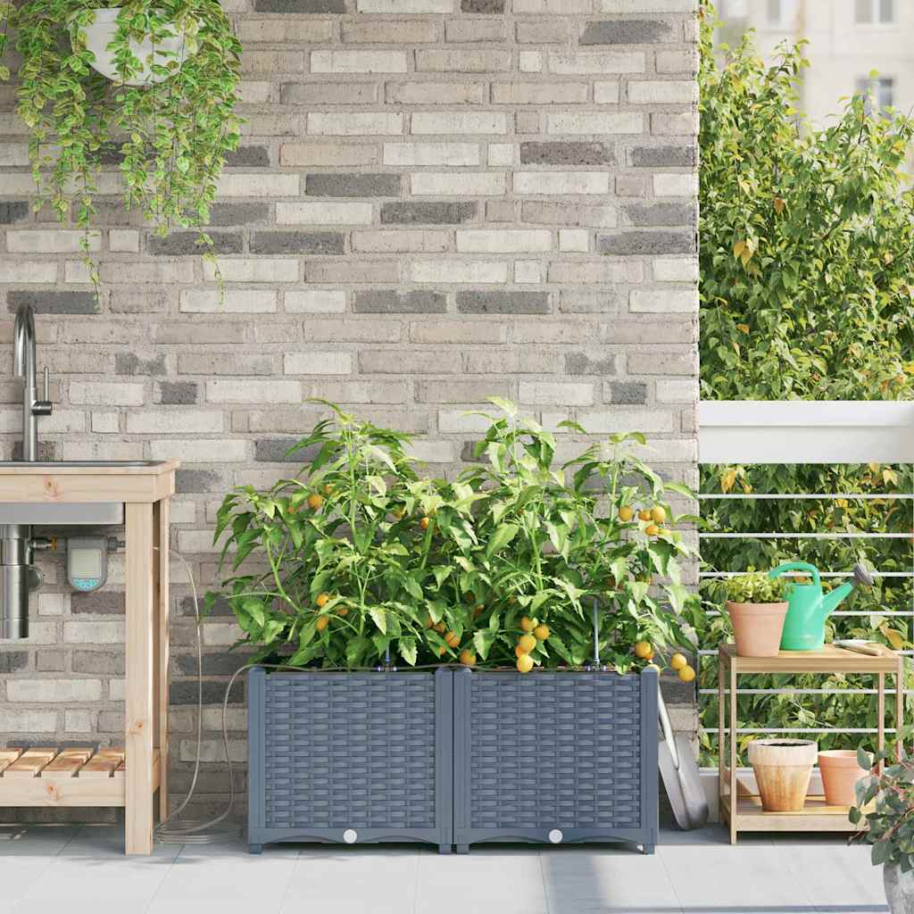 Tuin Bloempot 2 pcs Licht Grijs Kunststof is nu te koop bij PeponiXL, paradijselijk wonen!