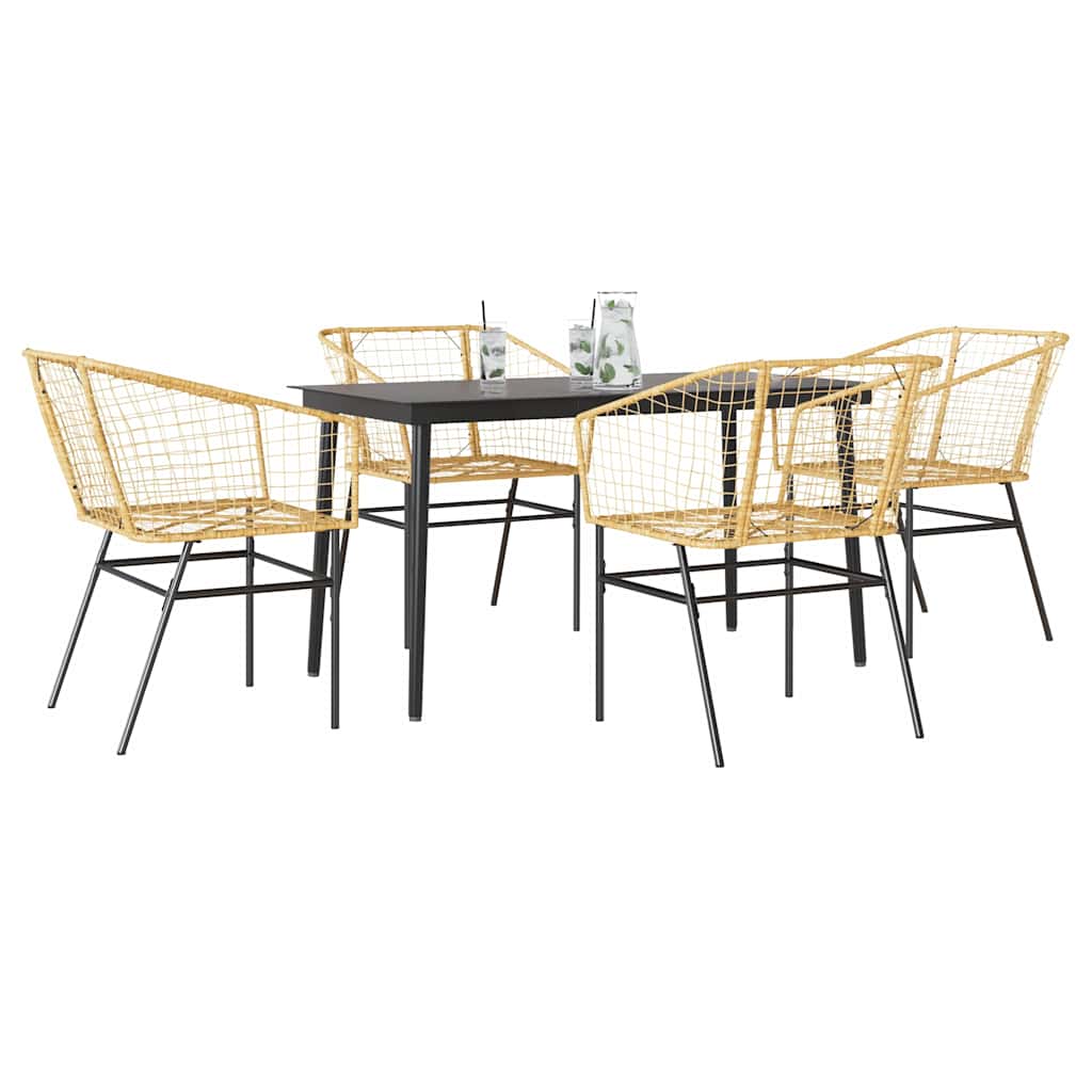 5-delige Tuinset poly rattan glas bruin is nu te koop bij PeponiXL, paradijselijk wonen!